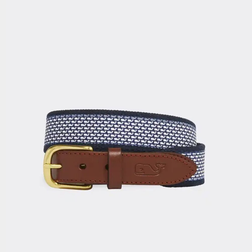 EUC Vineyard Vines Size 26 Micro Whale Logo Blue Golf Club Belt